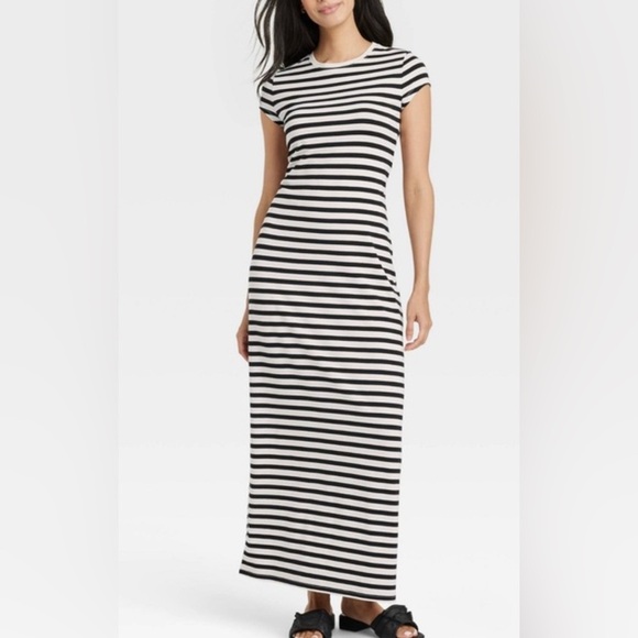 a new day Dresses & Skirts - a new day Black and White Striped Midi Dress